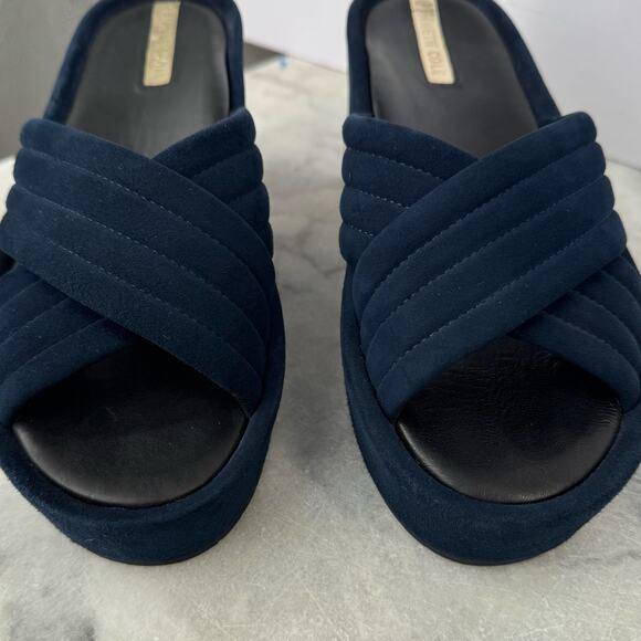 Kenneth Cole Platform Slip On Sandals Womens Size 9 Blue Cocktail Yacht Party - Picture 3 of 10